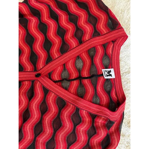 Missoni Red and black mesh Cardigan  Zig Zag Chevron Large Italian - Picture 6 of 10